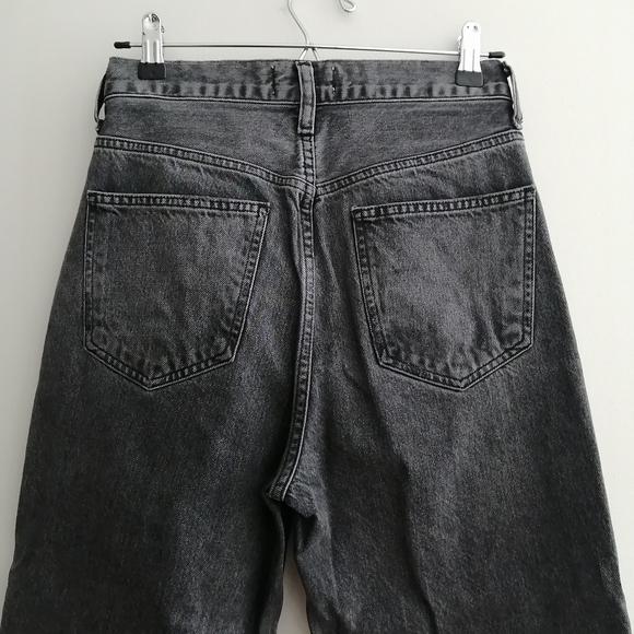 Agolde Criss Cross High Waist Loose Straight Jeans in Synchronize Gray Black 23 - Picture 8 of 16